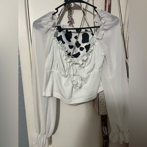 White crop long sleeve